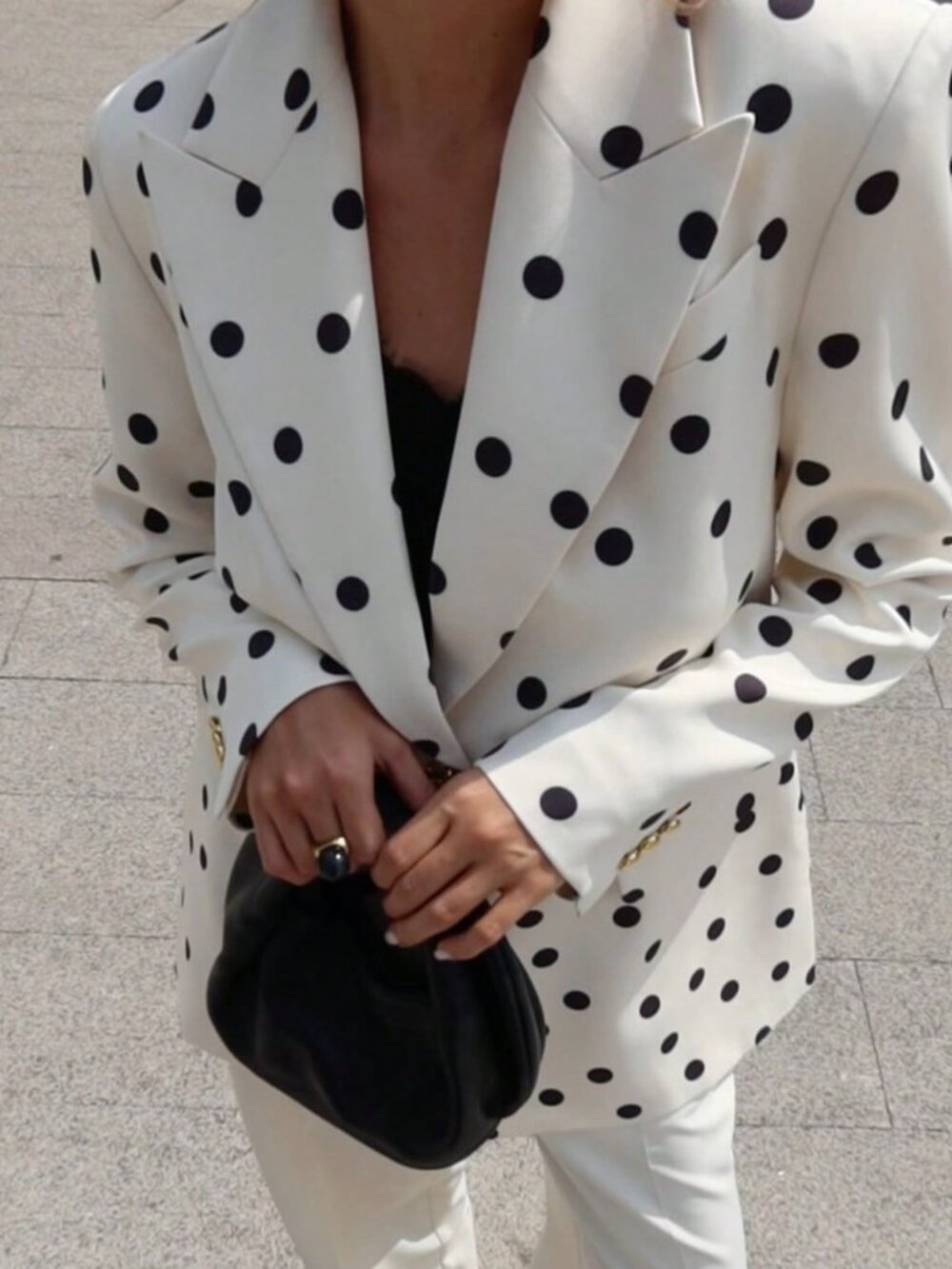 Pale Apricot Casual Women's Elegant Polka Dot Jacket - Picture 5 of 9